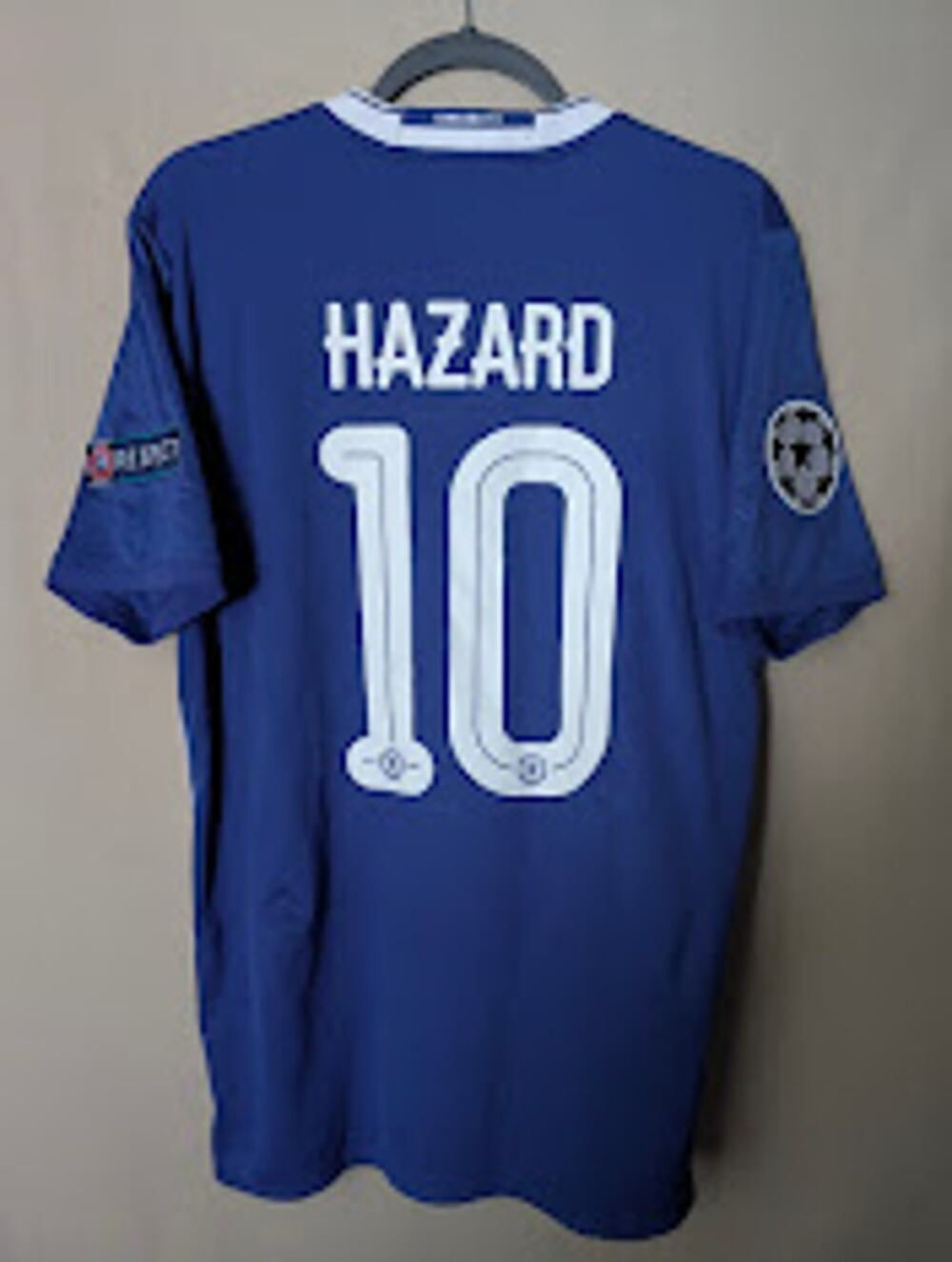 Chelsea 2016-17 Home UCL Hazard Jersey Men's L Authentic Adidas Kit